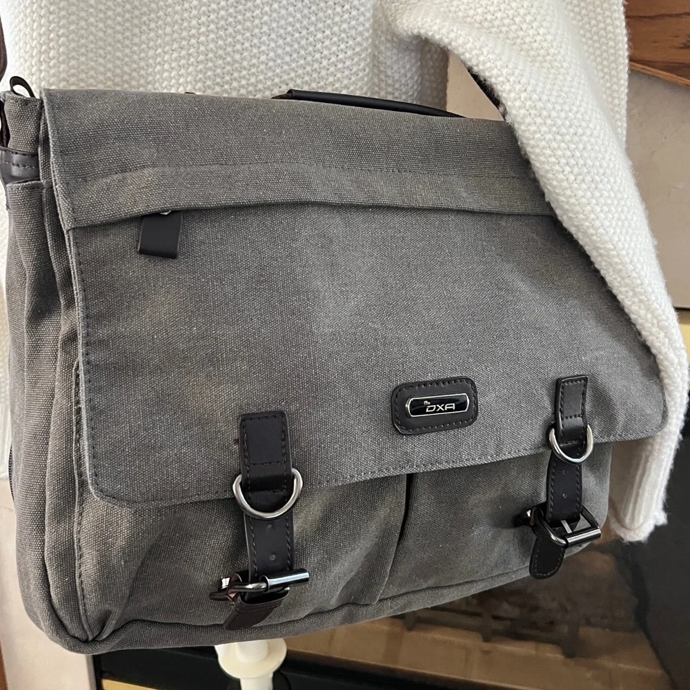 OXA Men's Gray‎ Military Satchel Messenger Bag NWOT